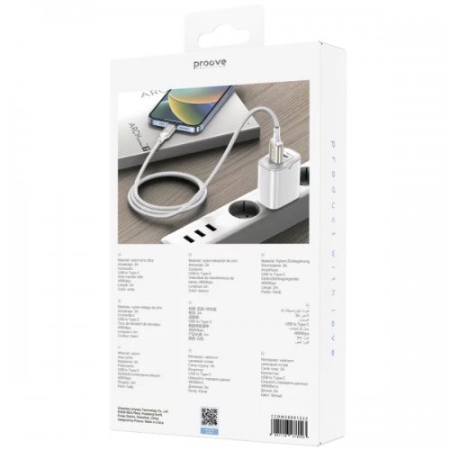 Кабель Proove Dense Metal USB to USB Type-C 3A 2m (CCDM20001222) White купить в Украине: Киев, Днепр, Харьков, Одесса  | Низкая цена, отзывы, характеристики от TELEMART фото