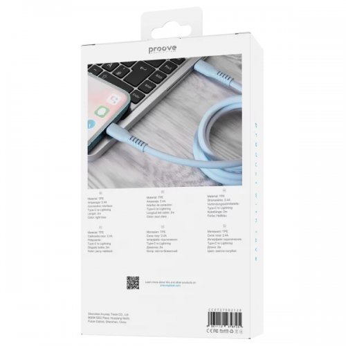Кабель Proove Eternal USB Type-C to Lightning 27W 2m (CCET27002128) Light Blue купить в Украине: Киев, Днепр, Харьков, Одесса  | Низкая цена, отзывы, характеристики от TELEMART фото