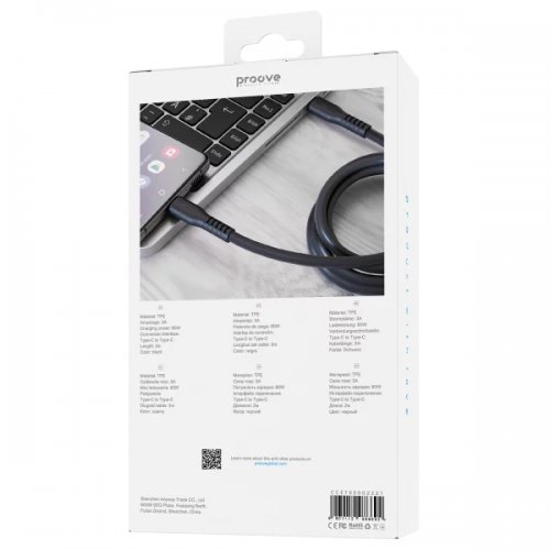 Кабель Proove Eternal USB Type-C to USB Type-C 60W 2m (CCET60002221) Black купить в Украине: Киев, Днепр, Харьков, Одесса  | Низкая цена, отзывы, характеристики от TELEMART фото