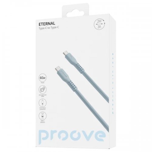 Кабель Proove Eternal USB Type-C to USB Type-C 60W 2m (CCET60002228) Light Blue купить в Украине: Киев, Днепр, Харьков, Одесса  | Низкая цена, отзывы, характеристики от TELEMART фото