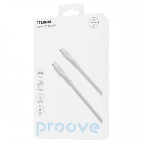 Кабель Proove Eternal USB Type-C to USB Type-C 60W 2m (CCET60002222) White купить в Украине: Киев, Днепр, Харьков, Одесса  | Низкая цена, отзывы, характеристики от TELEMART фото
