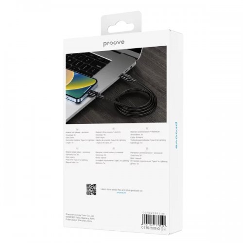 Кабель Proove Flex Metal USB Type-C to Lightning 27W 1m (CCFM27002101) Black купить в Украине: Киев, Днепр, Харьков, Одесса  | Низкая цена, отзывы, характеристики от TELEMART фото