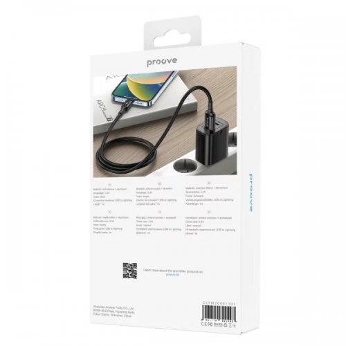 Кабель Proove Flex Metal USB to Lightning 2.4A 1m (CCFM20001101) Black купить в Украине: Киев, Днепр, Харьков, Одесса  | Низкая цена, отзывы, характеристики от TELEMART фото