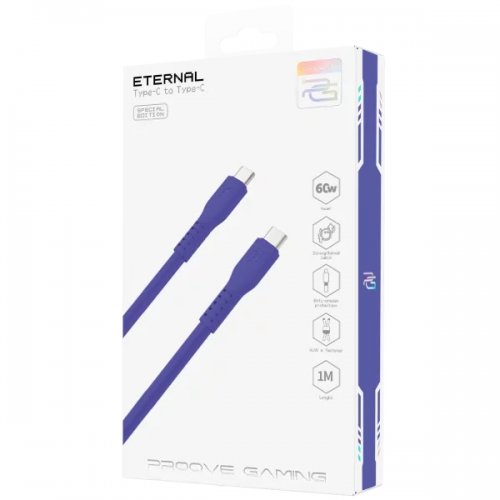 Кабель Proove Gaming Eternal USB Type-C to USB Type-C 60W 1m (CCET60002215) Purple купить в Украине: Киев, Днепр, Харьков, Одесса  | Низкая цена, отзывы, характеристики от TELEMART фото
