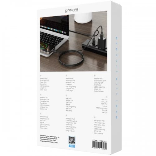 Кабель Proove GridLine USB to Lightning 2.4A 1m (CCGL12001101) Black купить в Украине: Киев, Днепр, Харьков, Одесса  | Низкая цена, отзывы, характеристики от TELEMART фото