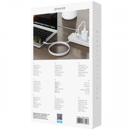 Кабель Proove GridLine USB to Lightning 2.4A 1m (CCGL12001102) White купить в Украине: Киев, Днепр, Харьков, Одесса  | Низкая цена, отзывы, характеристики от TELEMART фото