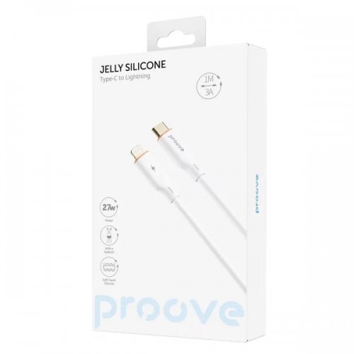 Кабель Proove Jelly Silicone USB Type-C to Lightning 27W 1m (CCJS27002102) White купить в Украине: Киев, Днепр, Харьков, Одесса  | Низкая цена, отзывы, характеристики от TELEMART фото