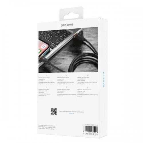 Кабель Proove Jelly Silicone USB to Lightning 2.4A 1m (CCJS20001101) Black купить в Украине: Киев, Днепр, Харьков, Одесса  | Низкая цена, отзывы, характеристики от TELEMART фото