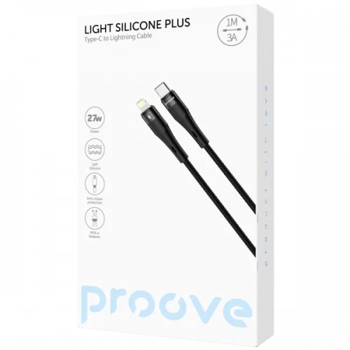 Кабель Proove Light Silicone Plus USB Type-C to Lightning 27W 1m (CCLS27002101) Black купить в Украине: Киев, Днепр, Харьков, Одесса  | Низкая цена, отзывы, характеристики от TELEMART фото