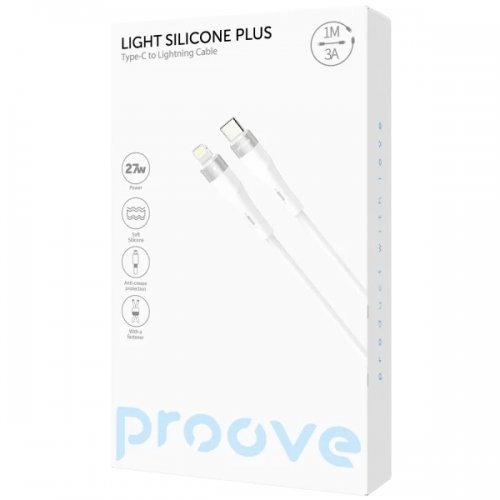 Кабель Proove Light Silicone Plus USB Type-C to Lightning 27W 1m (CCLS27002102) White купить в Украине: Киев, Днепр, Харьков, Одесса  | Низкая цена, отзывы, характеристики от TELEMART фото
