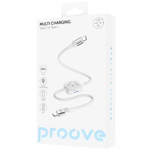 Кабель Proove Multi Charging USB Type-C to USB Type-C 60W 1m (CCMT27002101) White купить в Украине: Киев, Днепр, Харьков, Одесса  | Низкая цена, отзывы, характеристики от TELEMART фото