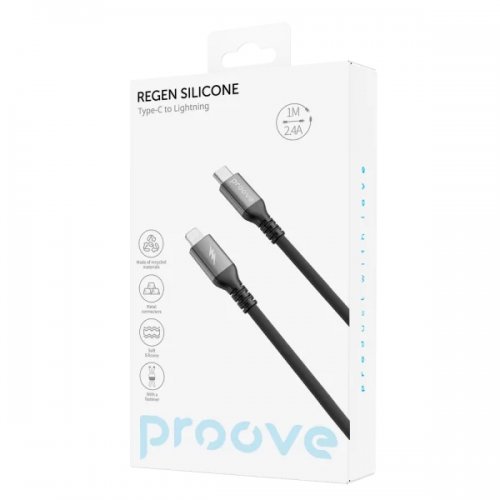 Кабель Proove ReGen Silicone USB Type-C to Lightning 27W 1m (CCRS60002101) Black купить в Украине: Киев, Днепр, Харьков, Одесса  | Низкая цена, отзывы, характеристики от TELEMART фото