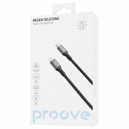 Кабель Proove ReGen Silicone USB Type-C to Lightning 27W 2m (CCRS60002121) Black купить в Украине: Киев, Днепр, Харьков, Одесса  | Низкая цена, отзывы, характеристики от TELEMART фото