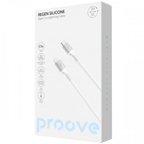 Кабель Proove ReGen Silicone USB Type-C to Lightning 27W 2m (CCRS60002122) White купить в Украине: Киев, Днепр, Харьков, Одесса  | Низкая цена, отзывы, характеристики от TELEMART фото