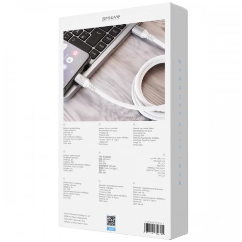 Кабель Proove ReGen Silicone USB Type-C to USB Type-C 60W 2m (CCRS60002222) White купить в Украине: Киев, Днепр, Харьков, Одесса  | Низкая цена, отзывы, характеристики от TELEMART фото