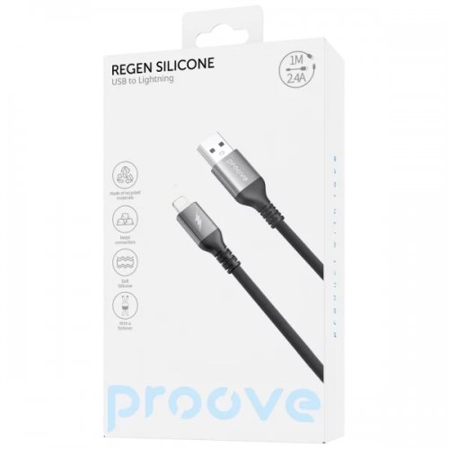 Кабель Proove ReGen Silicone USB to Lightning 2.4A 1m (CCRS12001101) Black купить в Украине: Киев, Днепр, Харьков, Одесса  | Низкая цена, отзывы, характеристики от TELEMART фото