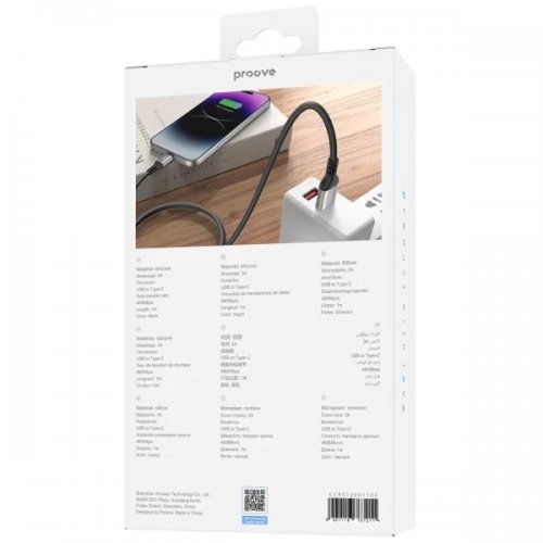 Кабель Proove ReGen Silicone USB to USB Type-C 3A 1m (CCRS12001102) Black купить в Украине: Киев, Днепр, Харьков, Одесса  | Низкая цена, отзывы, характеристики от TELEMART фото