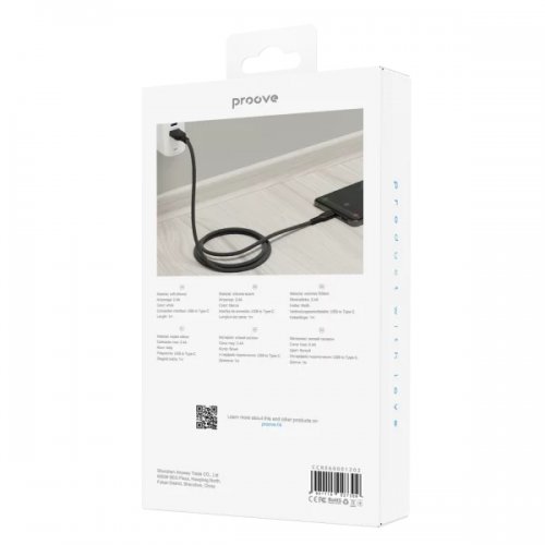 Кабель Proove Rebirth USB to USB Type-C 3A 1m (CCRE60001202) Black/White купить в Украине: Киев, Днепр, Харьков, Одесса  | Низкая цена, отзывы, характеристики от TELEMART фото