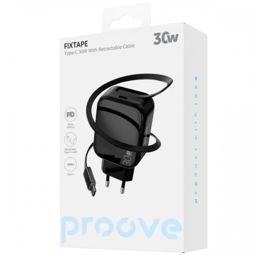 Мережевий зарядний пристрій Proove Fixtape USB Type-C 30W (WCFP30010201) Black купити в Україні: Київ, Львів, Хмельницький, Тернопіль, Івано-Франківськ | Низька ціна, відгуки, характеристики від TELEMART фото