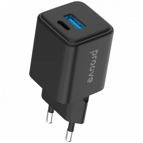 Мережевий зарядний пристрій Proove Pocket GaN USB + USB Type-C 30W (WCPG30110001) Black купити в Україні: Київ, Львів, Хмельницький, Тернопіль, Івано-Франківськ | Низька ціна, відгуки, характеристики від TELEMART фото