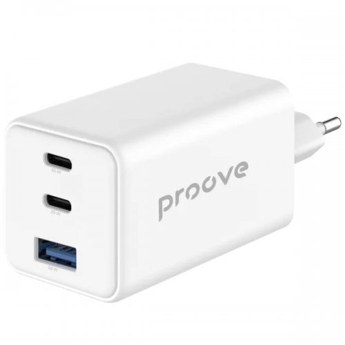 Мережевий зарядний пристрій Proove Pocket GaN USB + 2 x USB Type-C 65W (WCPG65121202) White купити в Україні: Київ, Львів, Хмельницький, Тернопіль, Івано-Франківськ | Низька ціна, відгуки, характеристики від TELEMART фото