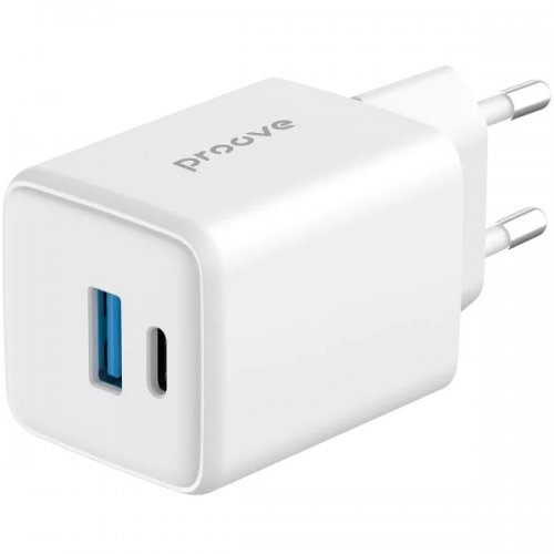 Мережевий зарядний пристрій Proove Pocket GaN Plus USB + USB Type-C 25W (WCPG25111202) White купити в Україні: Київ, Львів, Хмельницький, Тернопіль, Івано-Франківськ | Низька ціна, відгуки, характеристики від TELEMART фото
