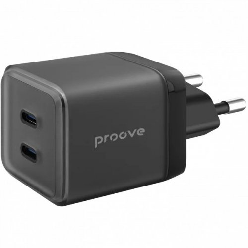 Сетевое зарядное устройство Proove Pure GaN Max 2 x USB Type-C 67W (WCPU67022201) Black купить в Украине: Киев, Днепр, Харьков, Одесса  | Низкая цена, отзывы, характеристики от TELEMART фото