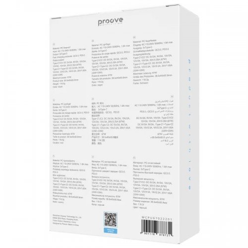 Сетевое зарядное устройство Proove Pure GaN Max 2 x USB Type-C 67W (WCPU67022201) Black купить в Украине: Киев, Днепр, Харьков, Одесса  | Низкая цена, отзывы, характеристики от TELEMART фото