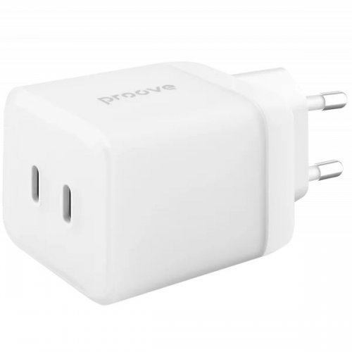 Сетевое зарядное устройство Proove Pure GaN Max 2 x USB Type-C 67W (WCPU67022202) White купить в Украине: Киев, Днепр, Харьков, Одесса  | Низкая цена, отзывы, характеристики от TELEMART фото