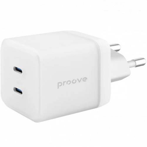 Сетевое зарядное устройство Proove Pure GaN Max 2 x USB Type-C 67W (WCPU67022202) White купить в Украине: Киев, Днепр, Харьков, Одесса  | Низкая цена, отзывы, характеристики от TELEMART фото