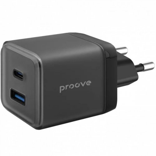 Мережевий зарядний пристрій Proove Pure GaN Plus USB + USB Type-C 30W (WCPU30111201) Black купити в Україні: Київ, Львів, Хмельницький, Тернопіль, Івано-Франківськ | Низька ціна, відгуки, характеристики від TELEMART фото
