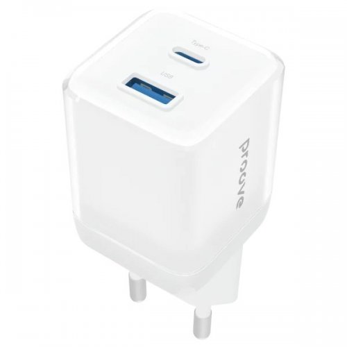 Мережевий зарядний пристрій Proove Pure GaN Plus USB + USB Type-C 30W (WCPU30111202) White купити в Україні: Київ, Львів, Хмельницький, Тернопіль, Івано-Франківськ | Низька ціна, відгуки, характеристики від TELEMART фото