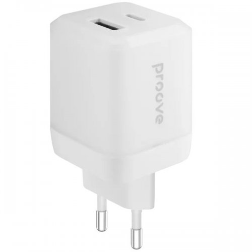 Мережевий зарядний пристрій Proove Pure GaN Plus USB + USB Type-C 30W (WCPU30111202) White купити в Україні: Київ, Львів, Хмельницький, Тернопіль, Івано-Франківськ | Низька ціна, відгуки, характеристики від TELEMART фото