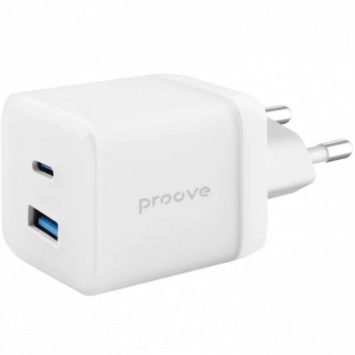 Мережевий зарядний пристрій Proove Pure GaN Plus USB + USB Type-C 30W (WCPU30111202) White купити в Україні: Київ, Львів, Хмельницький, Тернопіль, Івано-Франківськ | Низька ціна, відгуки, характеристики від TELEMART фото