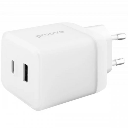 Мережевий зарядний пристрій Proove Pure GaN Plus USB + USB Type-C 30W (WCPU30111202) White купити в Україні: Київ, Львів, Хмельницький, Тернопіль, Івано-Франківськ | Низька ціна, відгуки, характеристики від TELEMART фото