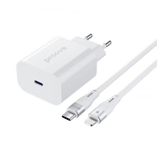 Мережевий зарядний пристрій Proove Rapid USB Type-C 20W + Cable USB Type-C to Lightning (WCRP20012102) White купити в Україні: Київ, Львів, Хмельницький, Тернопіль, Івано-Франківськ | Низька ціна, відгуки, характеристики від TELEMART фото
