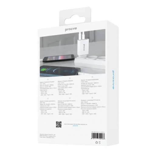 Мережевий зарядний пристрій Proove Rapid 2 x USB + USB Type-C 30W (WCRP30210002) White купити в Україні: Київ, Львів, Хмельницький, Тернопіль, Івано-Франківськ | Низька ціна, відгуки, характеристики від TELEMART фото