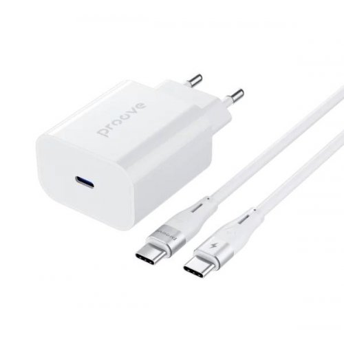 Мережевий зарядний пристрій Proove Rapid USB Type-C 30W + Cable USB Type-C to USB Type-C (WCRP30012202) White купити в Україні: Київ, Львів, Хмельницький, Тернопіль, Івано-Франківськ | Низька ціна, відгуки, характеристики від TELEMART фото