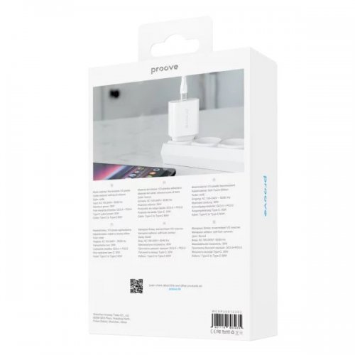 Мережевий зарядний пристрій Proove Rapid USB Type-C 30W + Cable USB Type-C to USB Type-C (WCRP30012202) White купити в Україні: Київ, Львів, Хмельницький, Тернопіль, Івано-Франківськ | Низька ціна, відгуки, характеристики від TELEMART фото