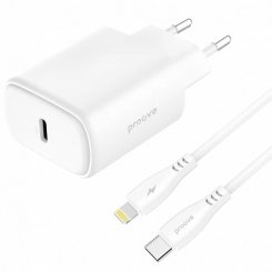 Мережевий зарядний пристрій Proove Silicone Power 2 20W USB Type-C + Cable USB Type-C to Lightning (WCSP22010002) White