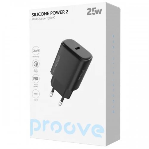 Мережевий зарядний пристрій Proove Silicone Power 2 25W USB Type-C (WCSP25010001) Black купити в Україні: Київ, Львів, Хмельницький, Тернопіль, Івано-Франківськ | Низька ціна, відгуки, характеристики від TELEMART фото