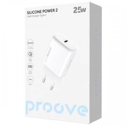 Мережевий зарядний пристрій Proove Silicone Power 2 25W USB Type-C (WCSP25010002) White купити в Україні: Київ, Львів, Хмельницький, Тернопіль, Івано-Франківськ | Низька ціна, відгуки, характеристики від TELEMART фото