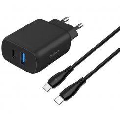 Мережевий зарядний пристрій Proove Silicone Power 2 30W USB + USB Type-C + Cable USB Type-C to USB Type-C (WCSP23011001) Black