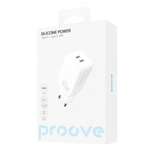 Мережевий зарядний пристрій Proove Silicone Power 2 x USB Type-C 40W (WCSP4020002) White купити в Україні: Київ, Львів, Хмельницький, Тернопіль, Івано-Франківськ | Низька ціна, відгуки, характеристики від TELEMART фото
