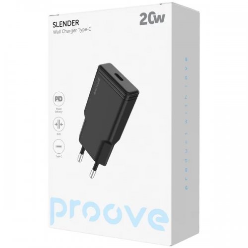 Мережевий зарядний пристрій Proove Slender USB Type-C 20W (WCSS20010001) Black купити в Україні: Київ, Львів, Хмельницький, Тернопіль, Івано-Франківськ | Низька ціна, відгуки, характеристики від TELEMART фото