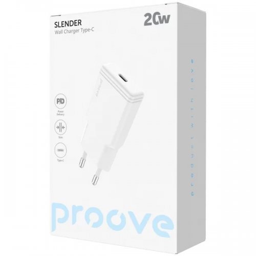 Мережевий зарядний пристрій Proove Slender USB Type-C 20W (WCSS20010002) White купити в Україні: Київ, Львів, Хмельницький, Тернопіль, Івано-Франківськ | Низька ціна, відгуки, характеристики від TELEMART фото