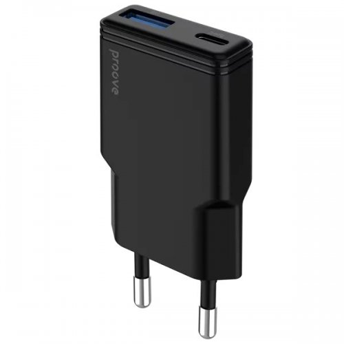 Мережевий зарядний пристрій Proove Slender USB + USB Type-C 30W (WCSL30110001) Black купити в Україні: Київ, Львів, Хмельницький, Тернопіль, Івано-Франківськ | Низька ціна, відгуки, характеристики від TELEMART фото
