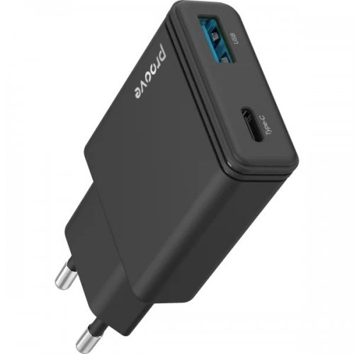 Мережевий зарядний пристрій Proove Slender USB + USB Type-C 45W (WCSL45110001) Black купити в Україні: Київ, Львів, Хмельницький, Тернопіль, Івано-Франківськ | Низька ціна, відгуки, характеристики від TELEMART фото