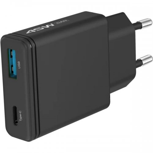 Мережевий зарядний пристрій Proove Slender USB + USB Type-C 45W (WCSL45110001) Black купити в Україні: Київ, Львів, Хмельницький, Тернопіль, Івано-Франківськ | Низька ціна, відгуки, характеристики від TELEMART фото