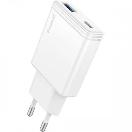 Мережевий зарядний пристрій Proove Slender USB + USB Type-C 45W (WCSL45110002) White купити в Україні: Київ, Львів, Хмельницький, Тернопіль, Івано-Франківськ | Низька ціна, відгуки, характеристики від TELEMART фото